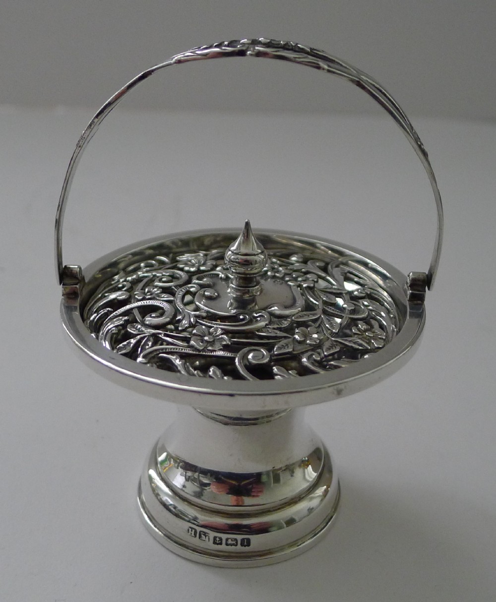 antique english silver pot pourri basket 1910