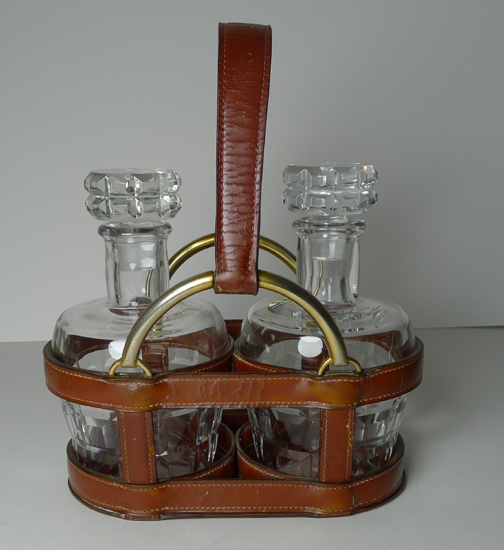 baccarat crystal decanter holder herms paris circa 1955 designed by jacques adnet