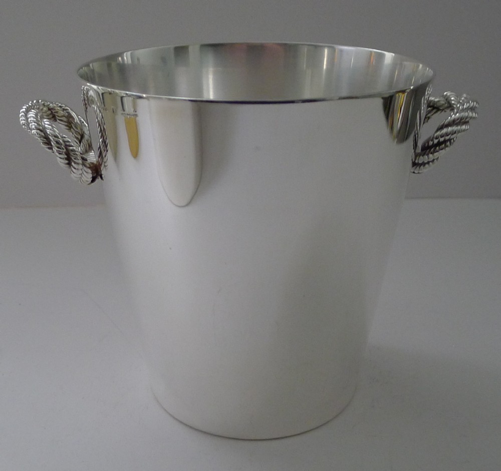 hermes paris sailor's knot silver plated ice bucket c1960