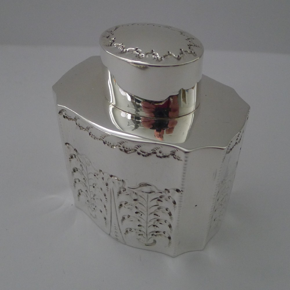 antique english silver tea caddy sheffield 1893 atkin brothers