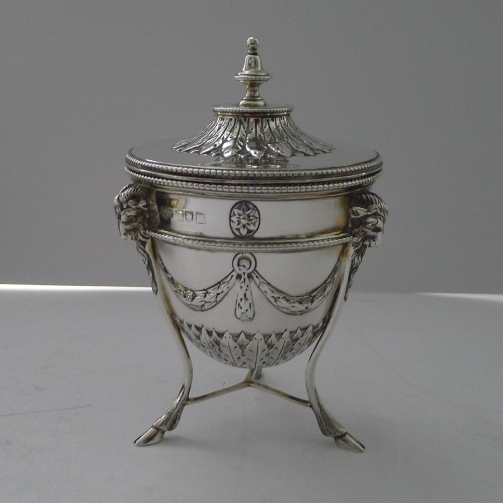 top quality english solid silver tea caddy by goldsmiths and silversmiths co