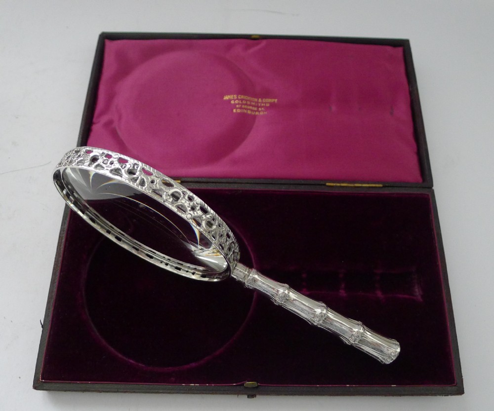 magnificent victorian solid sterling silver magnifying glass 1887