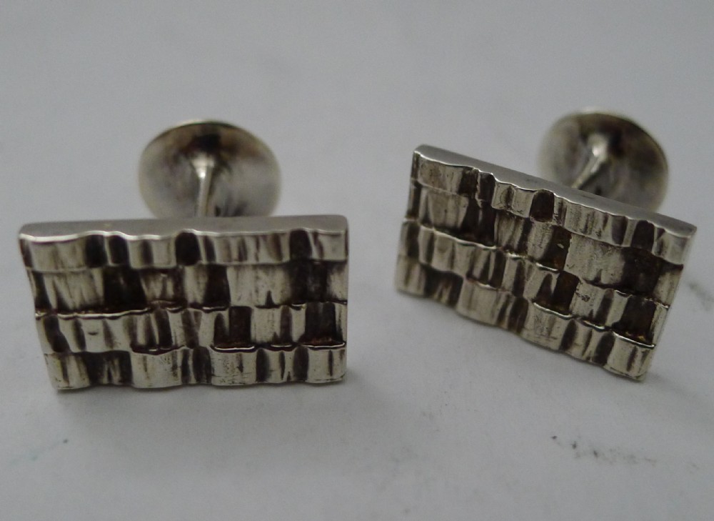 fine pair modernist silver cufflinks by brian leslie fuller 1988