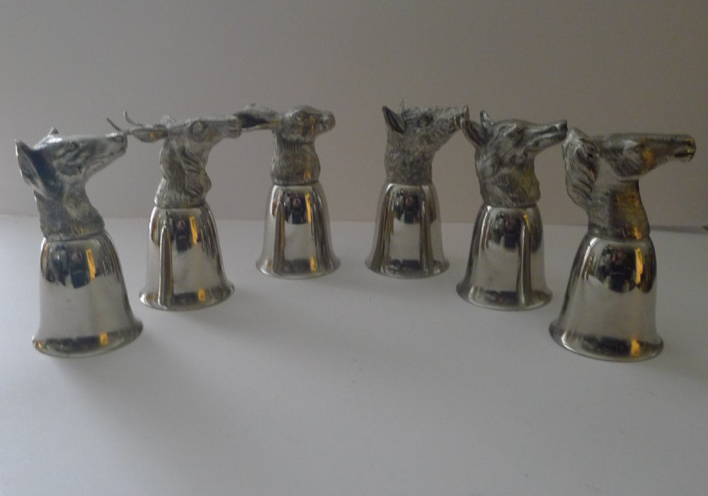 mauro manetti italy set six figural stirrup cups c1970