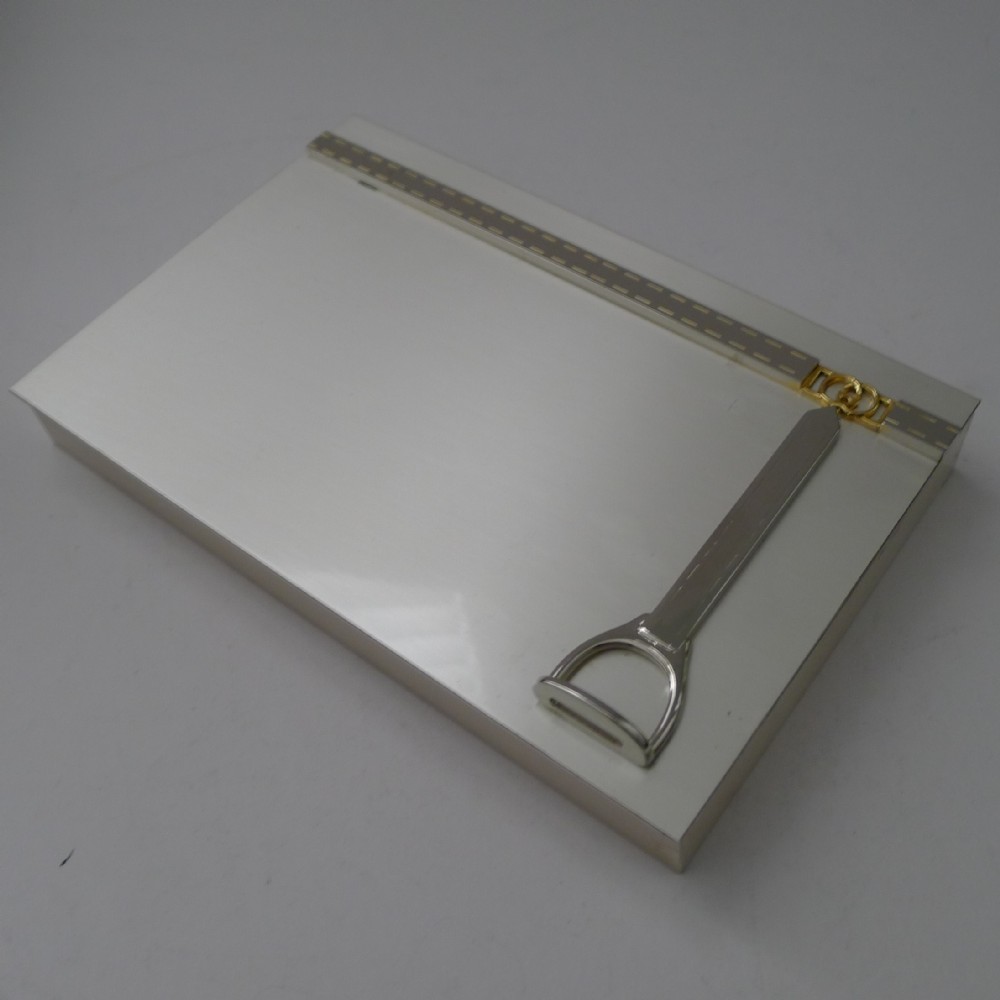 gucci italy fine italian equestrian jewellery table box silver plate