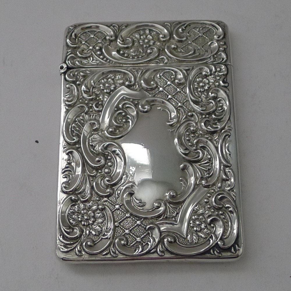 antique english sterling silver card case victorian 1899
