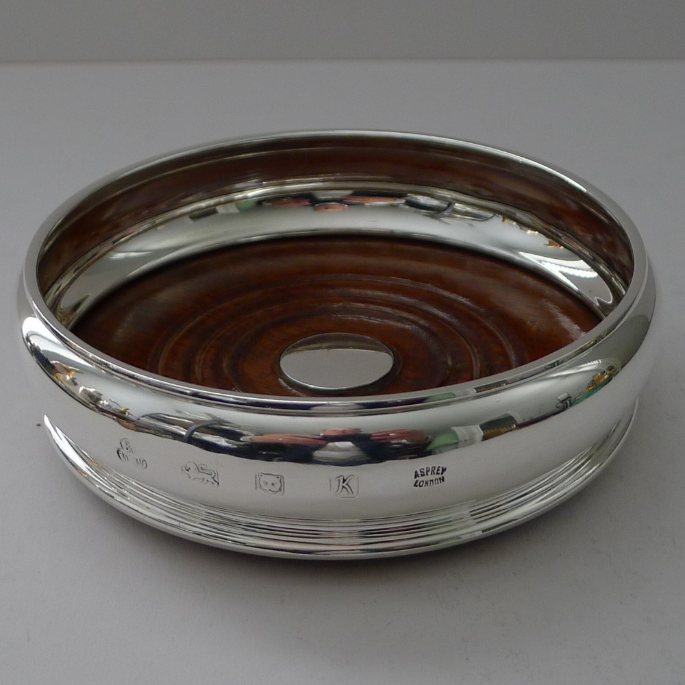 asprey retailed large solid silver wine champagne coaster
