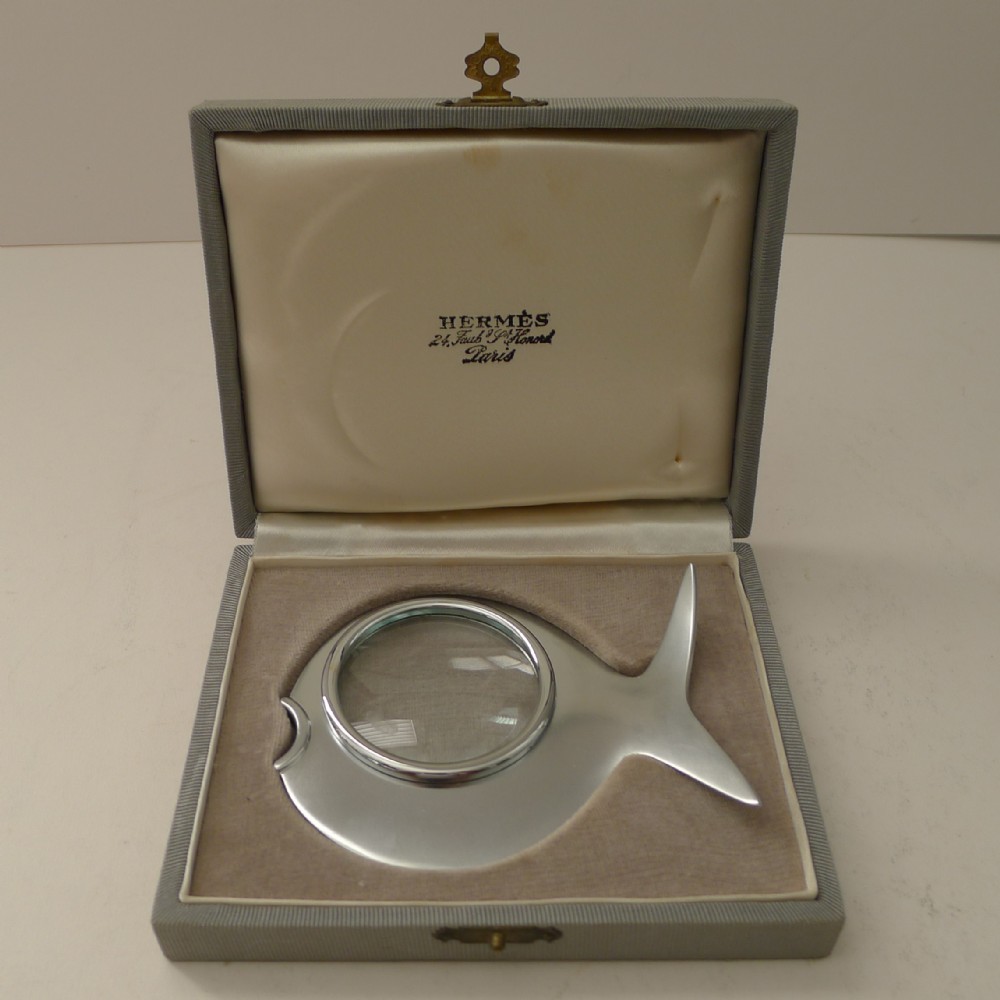 hermes paris rare fish magnifying glass c1960