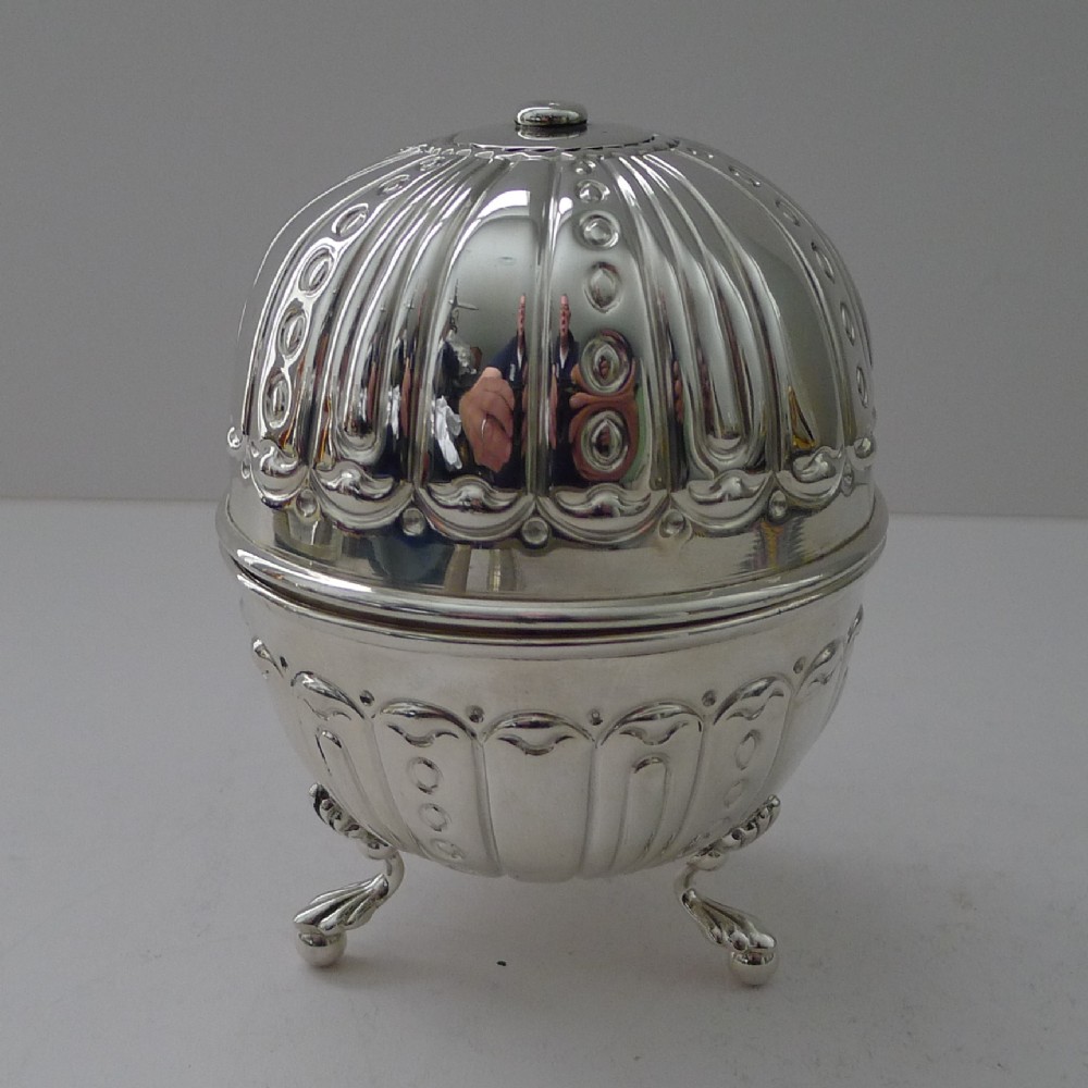 handsome large english silver string twine box 1900