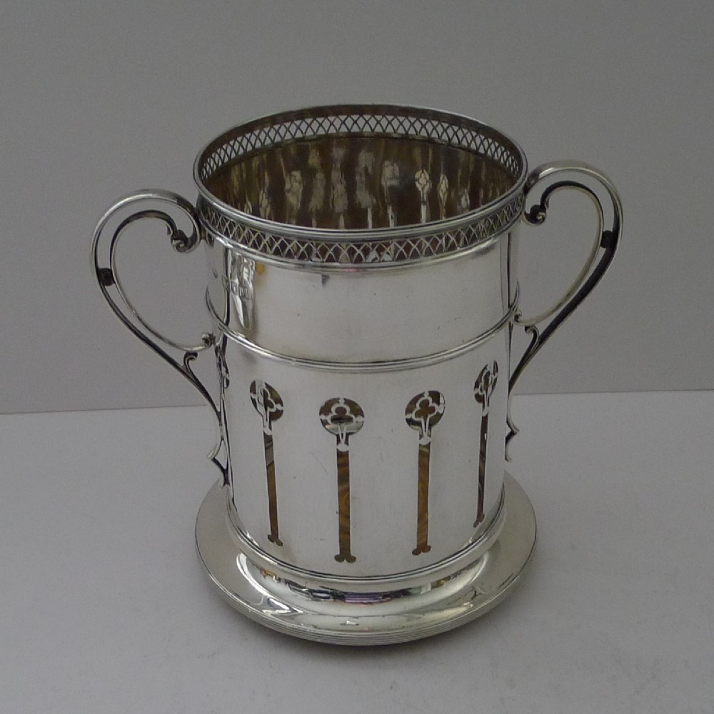 rare antique solid sterling silver coaster bottle holder edwardian