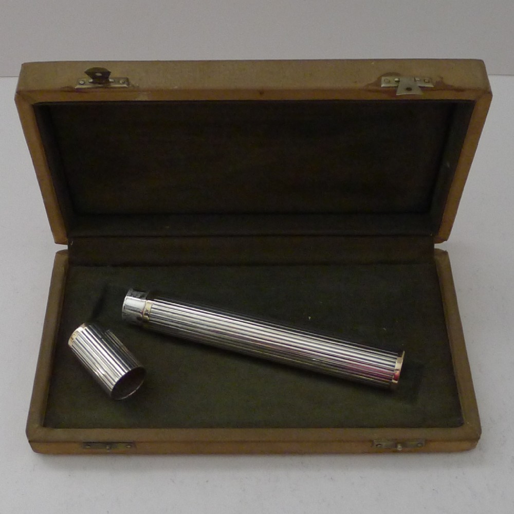 modernist italian sterling 925 silver cigar tube case c1970