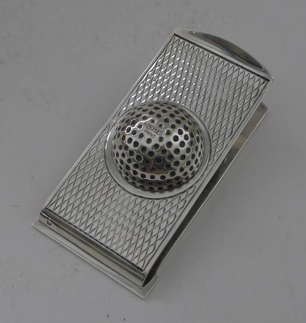 hermes paris large solid sterling silver desk clip golf