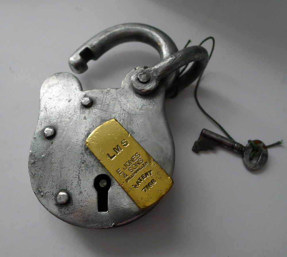 antique english railway lms padlock c1910