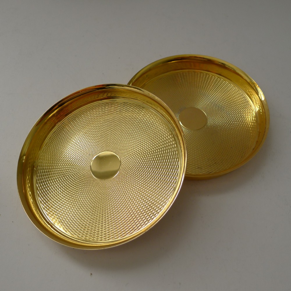 pair hermes paris vermeil silver gilt coasters c1960