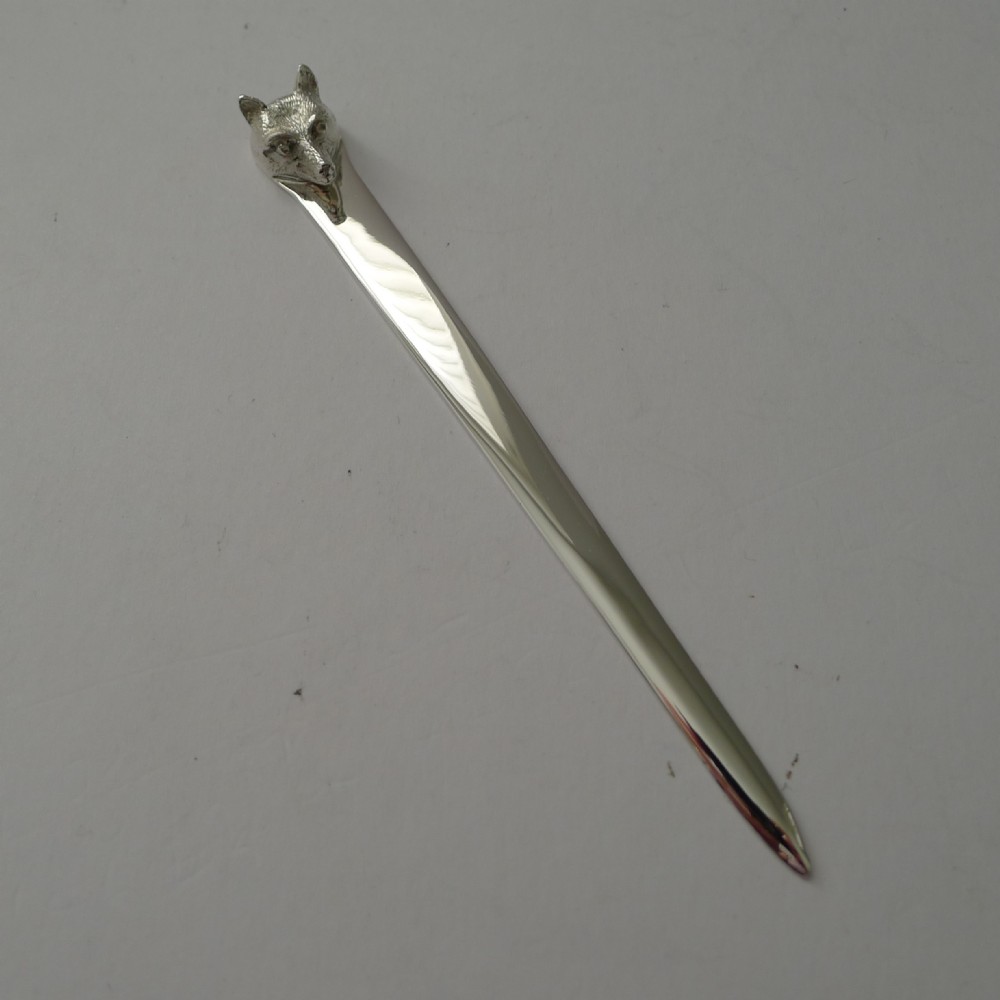 asprey novelty silver fox letter opener chester 1927