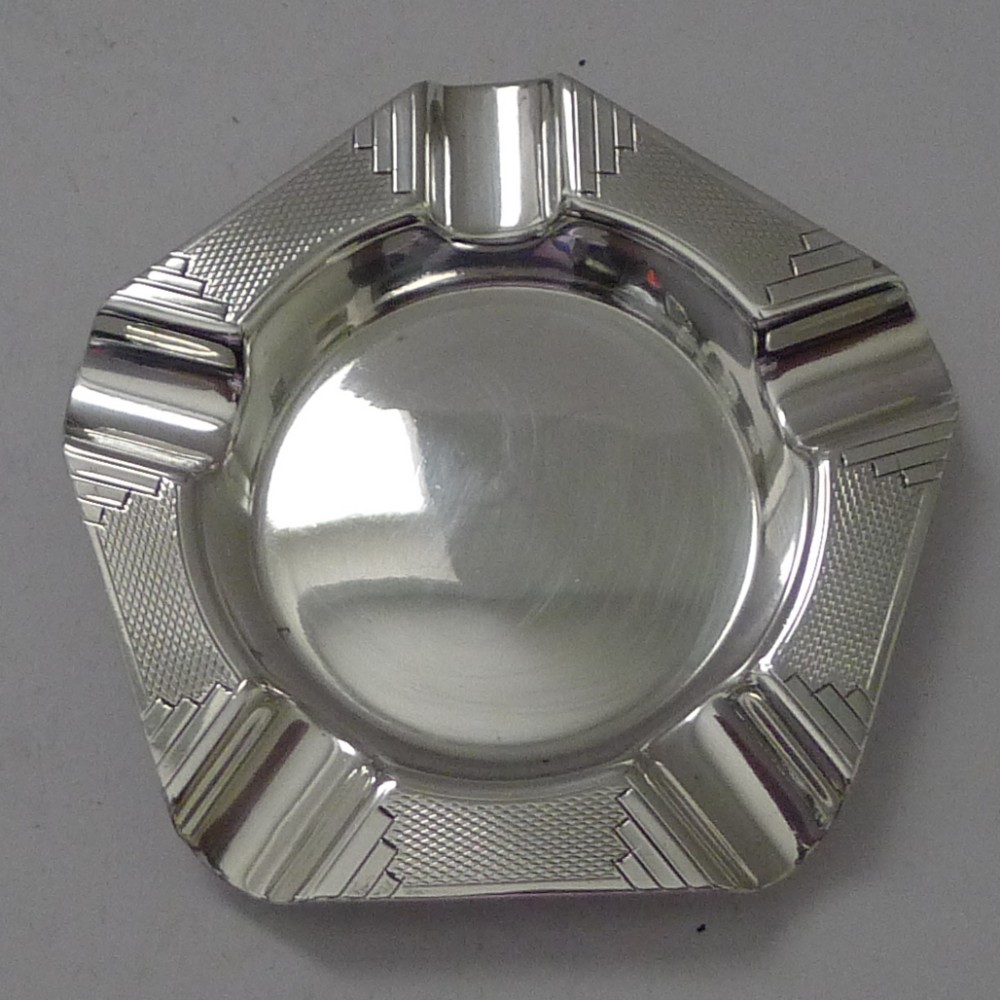 art deco solid sterling silver ashtray by walker hall
