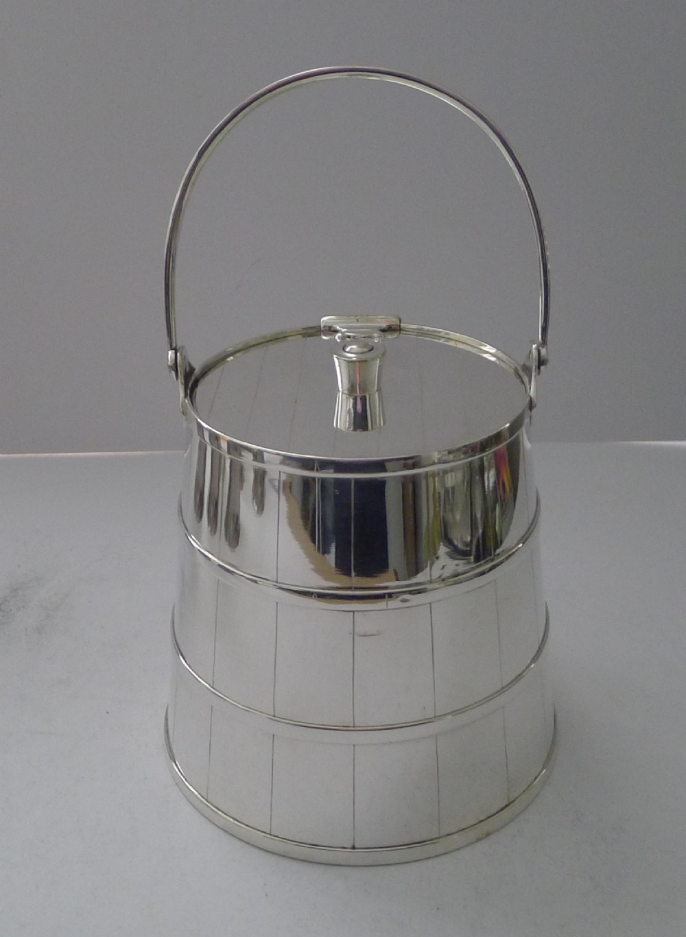 antique english novelty silver plated biscuit box ice bucket c1900
