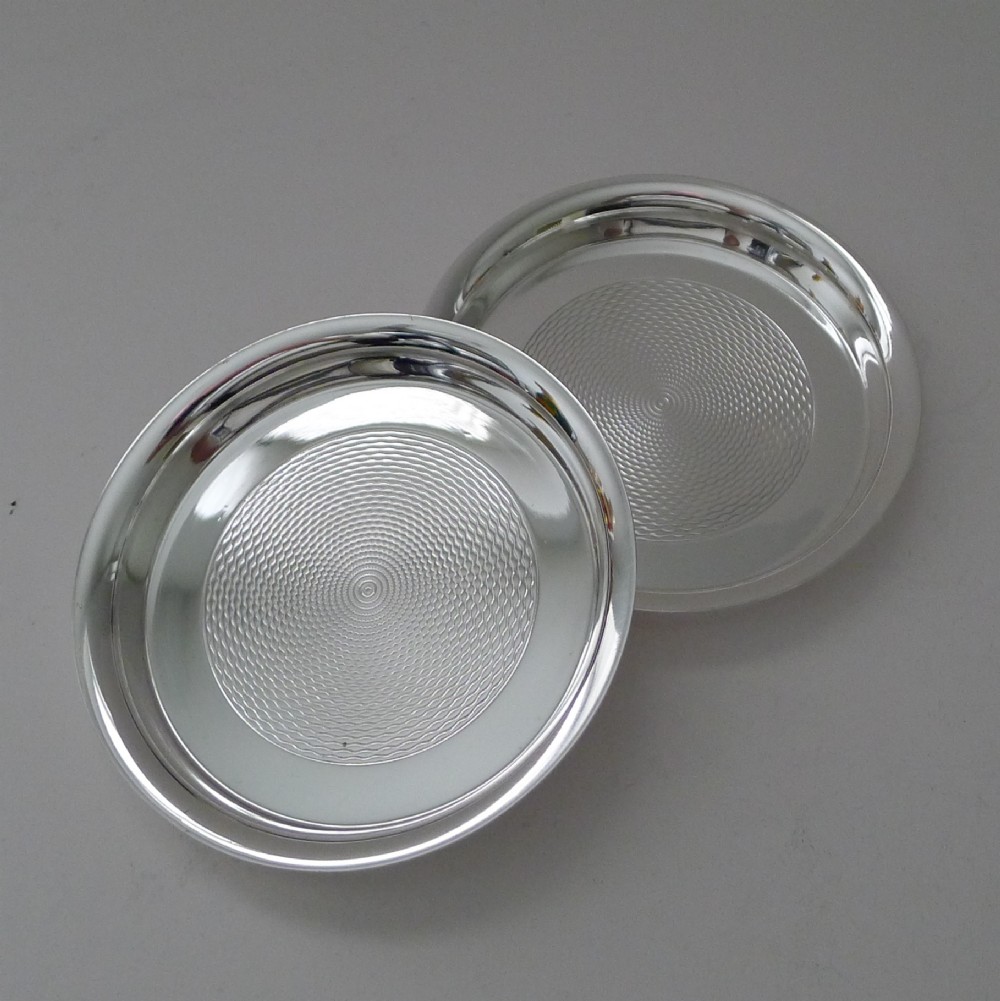 herms paris pair vintage silver plated coasters c1950
