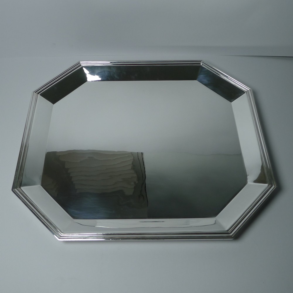 superb art deco octagonal tray by orfvrerie christofle paris c1940