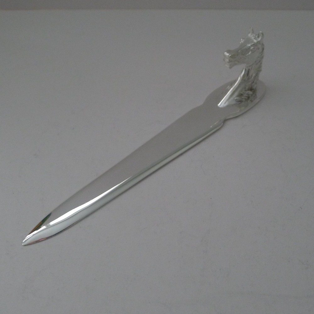 herms paris fine silvered bronze horse head letter opener c1960